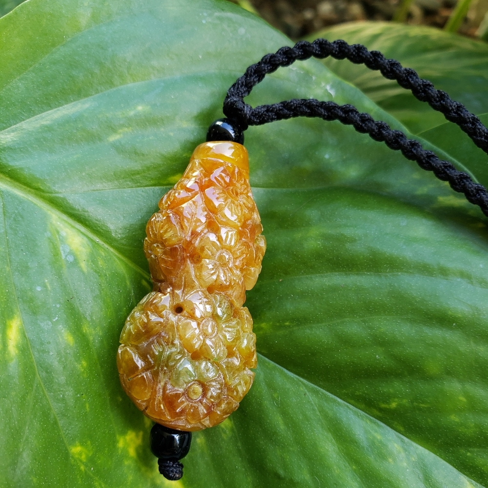 Natural Jade Carved Pendant- NWT